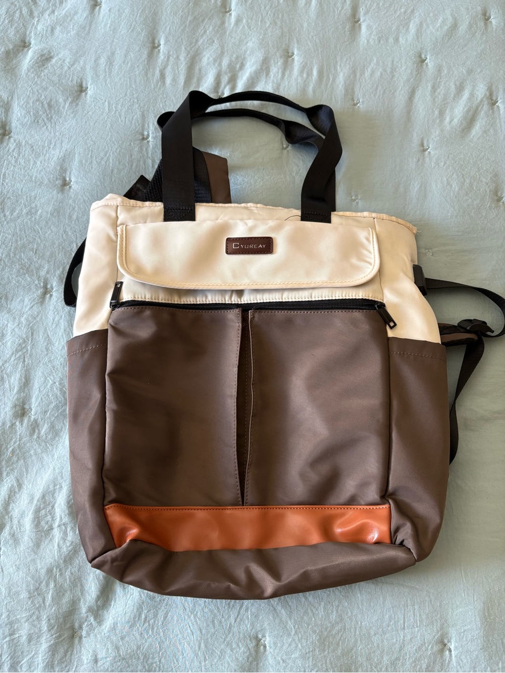 Brown and Cream Tote Backpack